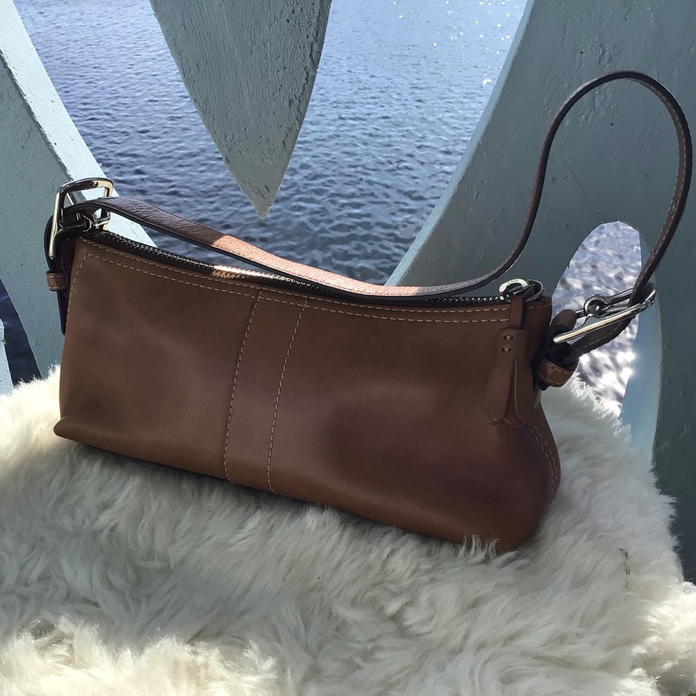 Coach Vintage Caramel Colored One Handle Shoulder Mini Top Zip Leather Bag - Picture 4 of 11